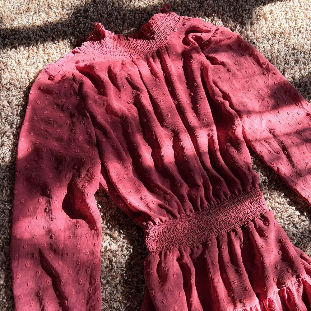 Elegant Pink Smocked Dress